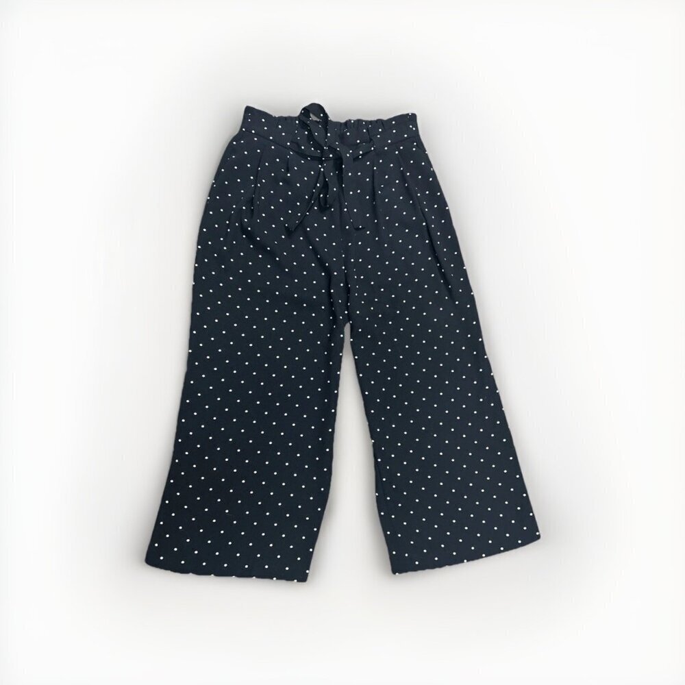 Zara Polka Dot Crop Business Casual Pants Trousers Wide Leg Size M Basic Black